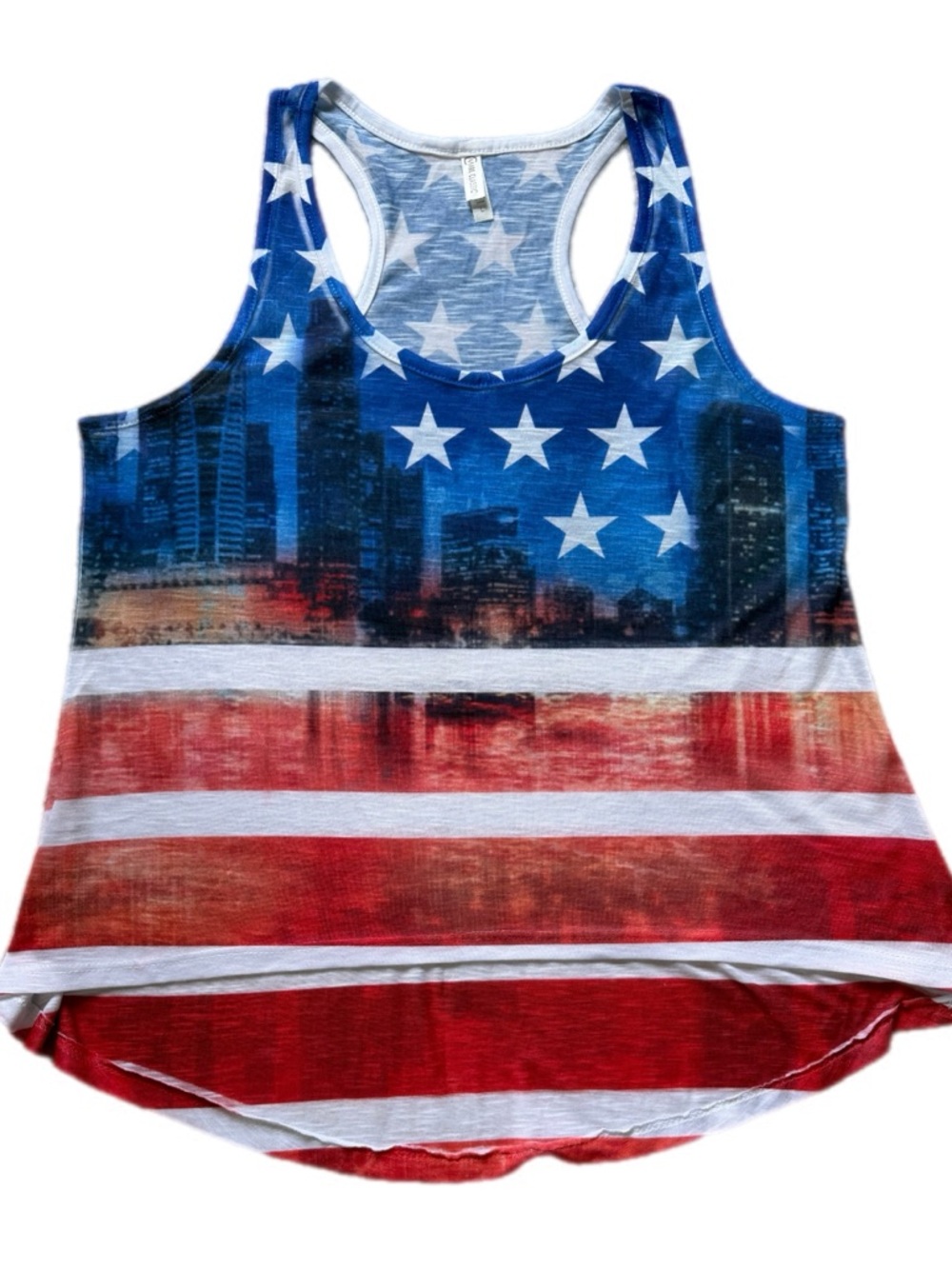 Mark Classic Womens Flag Print Racerback Tank Top - Large